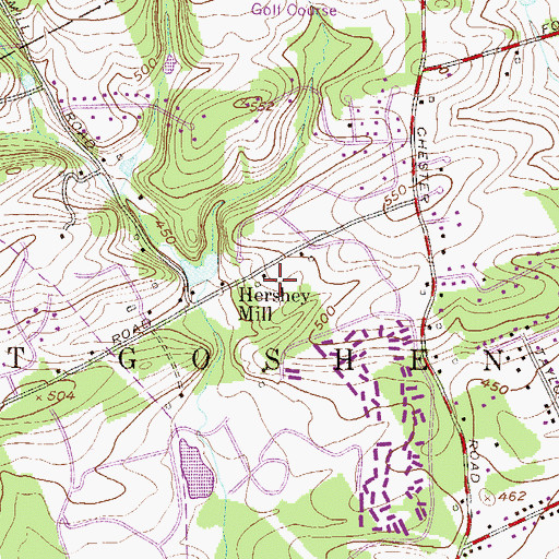 Topographic Map of Hershey Mill Goshen Company 2 Fire Station, PA