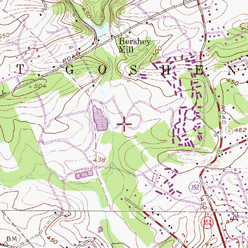 Topographic Map of Hersheys Mill Golf Course, PA