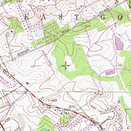 Topographic Map of Hersheys Mill Village Shopping Center, PA