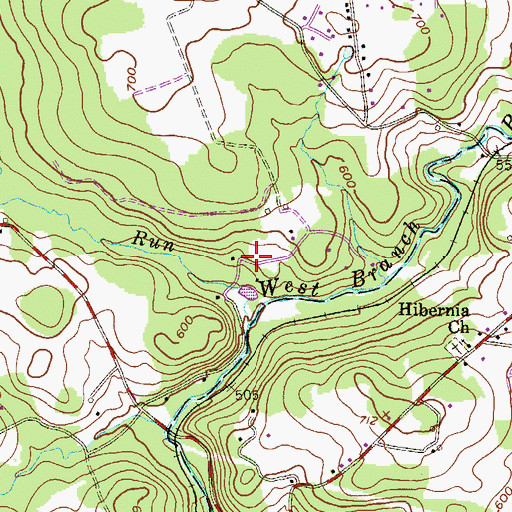 Topographic Map of Hibernia Mansion, PA