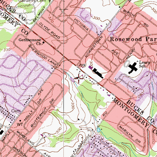 Topographic Map of Hidden Creek Estates, PA