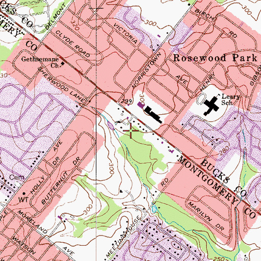 Topographic Map of Hideaway Swim Club Park, PA