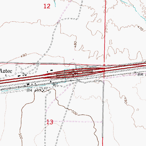 Topographic Map of Aztec Interchange, AZ