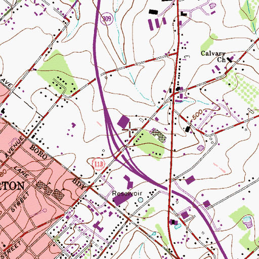 Topographic Map of Hilltown Plaza Shopping Center, PA