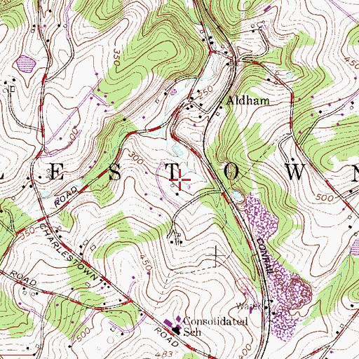 Topographic Map of Hollow Run Farms, PA