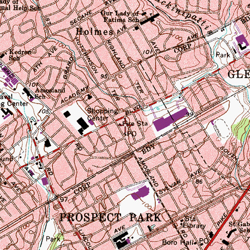 Topographic Map of Holmes Fire Company Station 43, PA