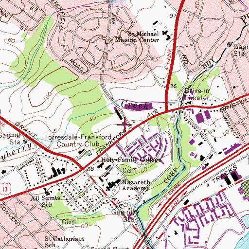 Topographic Map of Holmesburg Post Office, PA