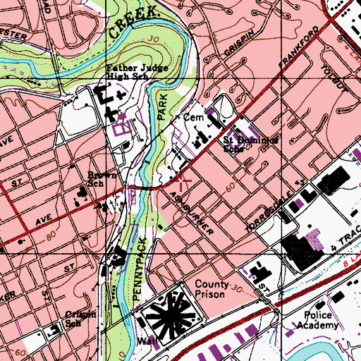 Topographic Map of Holmesburg Shopping Center, PA