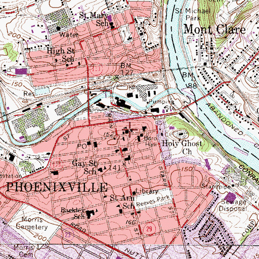 Topographic Map of Phoenix Hose Hook and Ladder Company - Station 65, PA