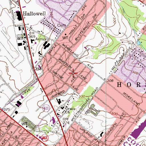 Topographic Map of Horsham Terrace, PA