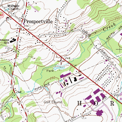 Topographic Map of Horsham Township Hall, PA