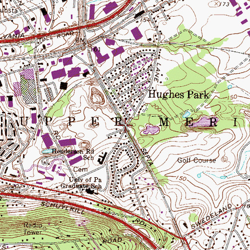 Topographic Map of Hughes Park Station, PA
