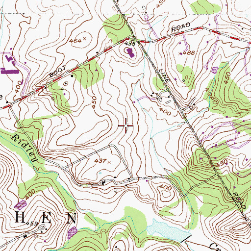 Topographic Map of Hunt Country, PA