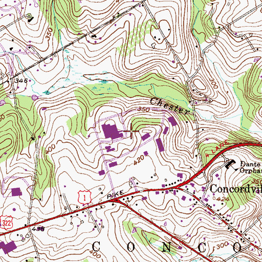 Topographic Map of Concordville Industrial Park, PA