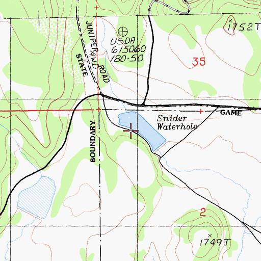 Topographic Map of Snider Waterhole, CA