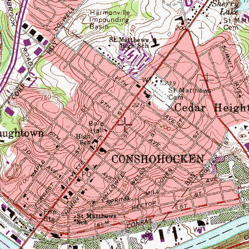 Topographic Map of Conshohocken Fire Company 2 Station 35, PA