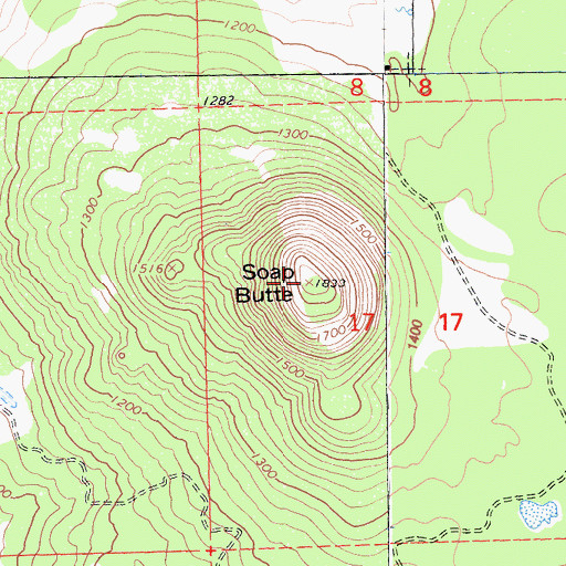 Topographic Map of Soap Butte, CA