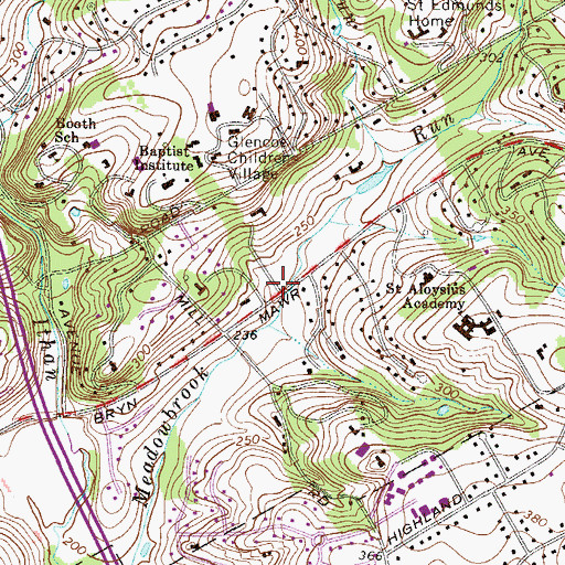 Topographic Map of Country Day School of the Sacred Heart, PA