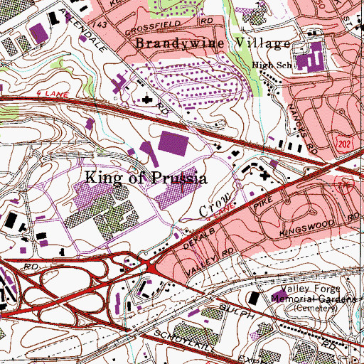 Topographic Map of Court and the Plaza Shopping Center, PA