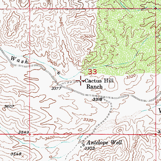 Topographic Map of Cactus Hill Ranch, AZ