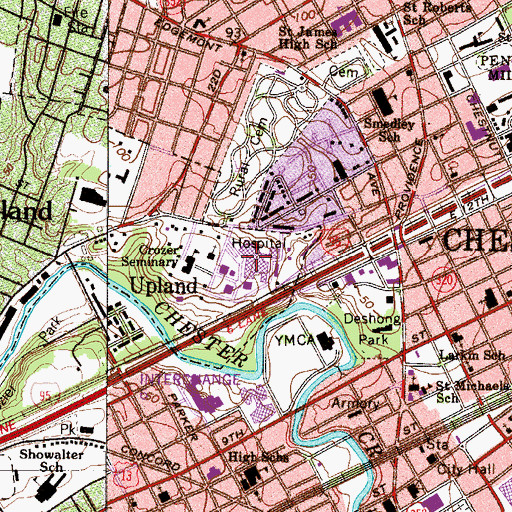 Topographic Map of Crozer - Chester Medical Center, PA