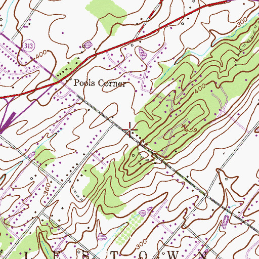 Topographic Map of Curiosity Shoppe School, PA