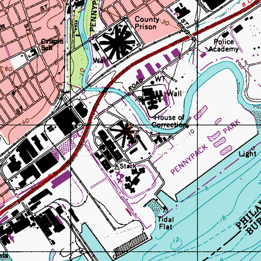 Topographic Map of Curran - Fromhold Correctional Facility, PA