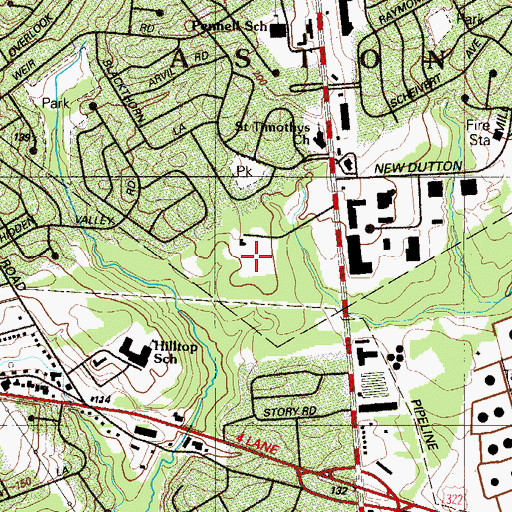 Topographic Map of Cutton Mill Village Shopping Center, PA