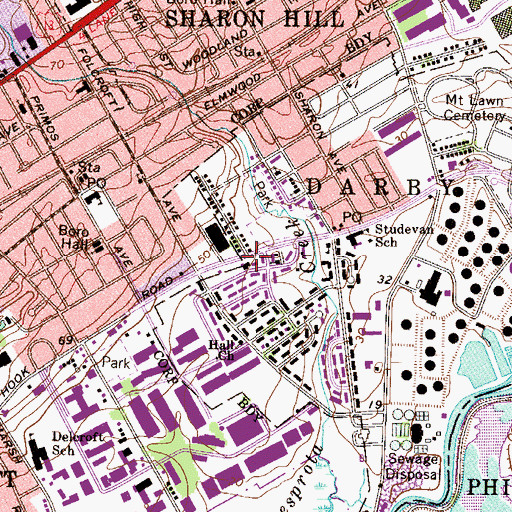 Topographic Map of Darby Township 4 Volunteer Fire Department Station 76, PA