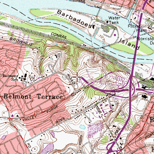 Topographic Map of Dartmouth Hills, PA