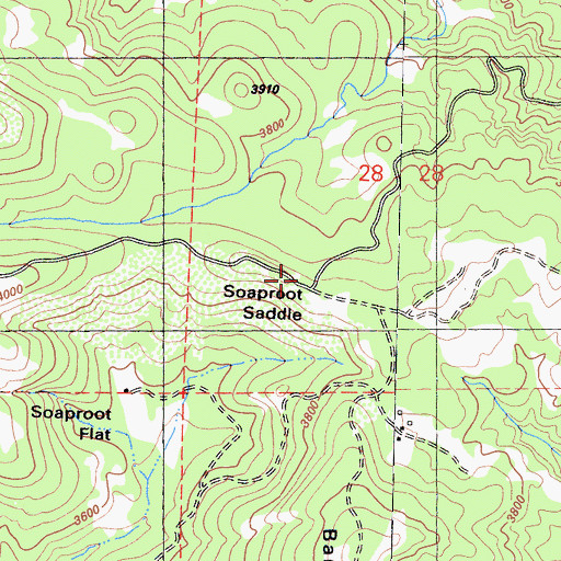 Topographic Map of Soaproot Saddle, CA