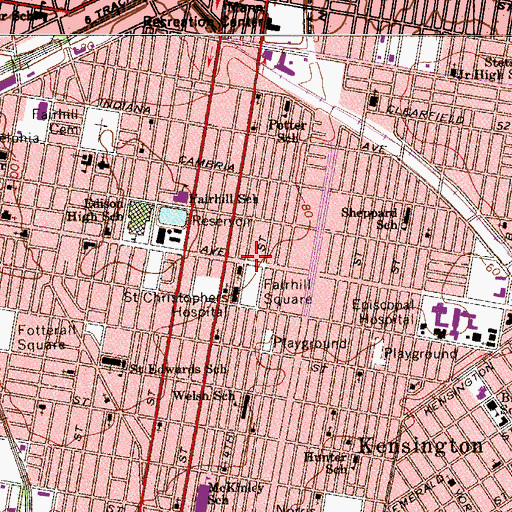 Topographic Map of DeBurgos Elementary School, PA
