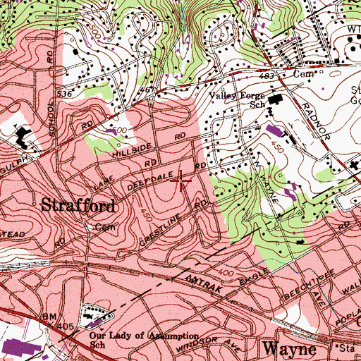 Topographic Map of Deepdale, PA