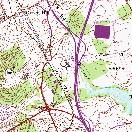 Topographic Map of Deer Run Industrial Park, PA