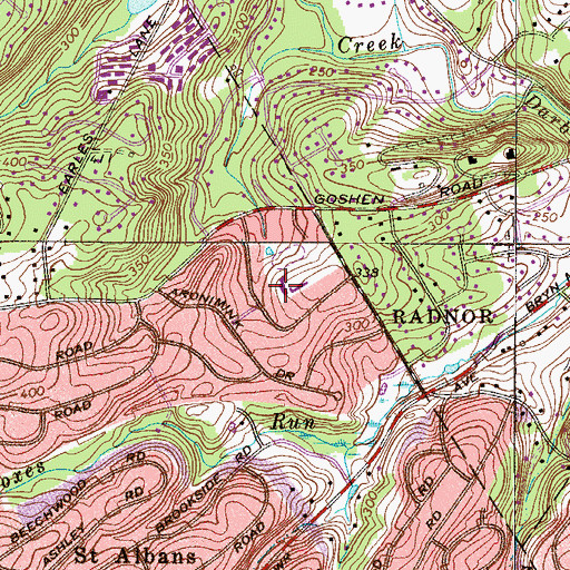 Topographic Map of Delaware County Christian High School, PA