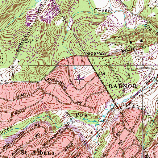 Topographic Map of Delaware County Christian Middle School, PA