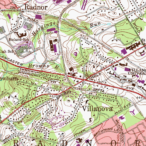 Topographic Map of Delaware County District Justice Courthouse, PA
