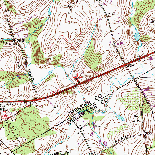 Topographic Map of Delchester Farm, PA