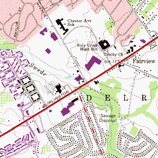Topographic Map of Delran Township Building, PA