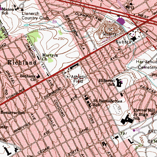 Topographic Map of Dermond Recreation Area, PA