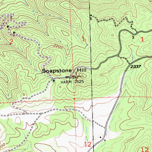 Topographic Map of Soapstone Hill, CA