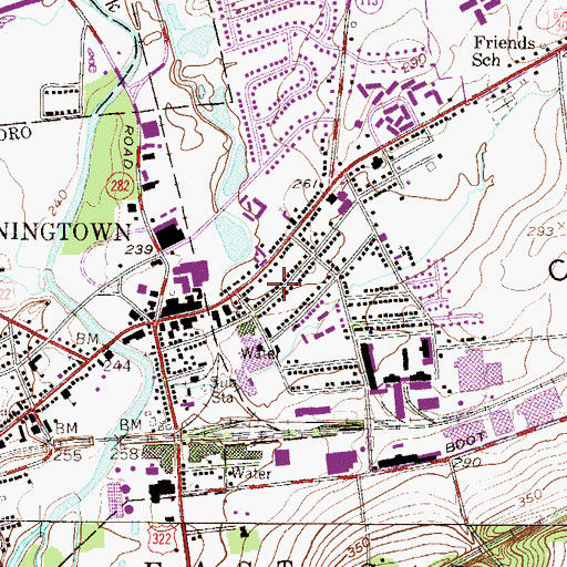 Topographic Map of Downingtown Library, PA