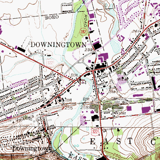 Topographic Map of Downingtown Police Station, PA