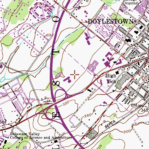 Topographic Map of Doylestown Hospital, PA