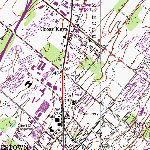 Topographic Map of Central Bucks Ambulance and Rescue Unit Main Station - Medic 125, PA