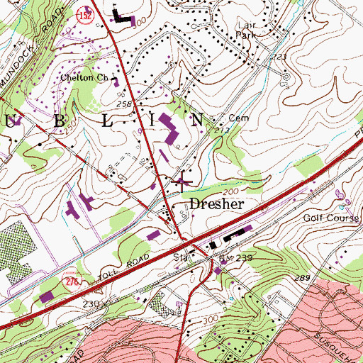 Topographic Map of Dresher Post Office, PA