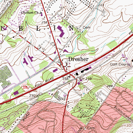 Topographic Map of Dresher Woods, PA