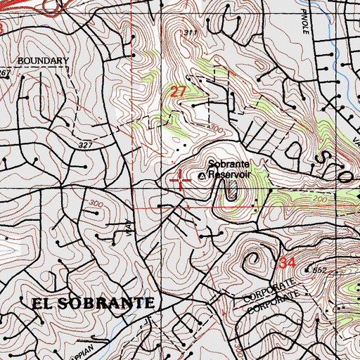 Topographic Map of Sobrante Reservoir, CA