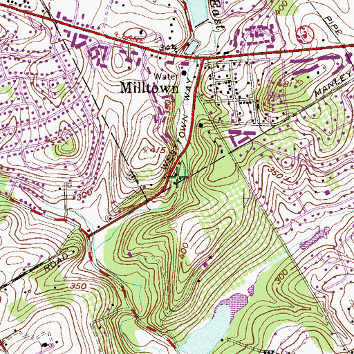 Topographic Map of Dutts Mill, PA
