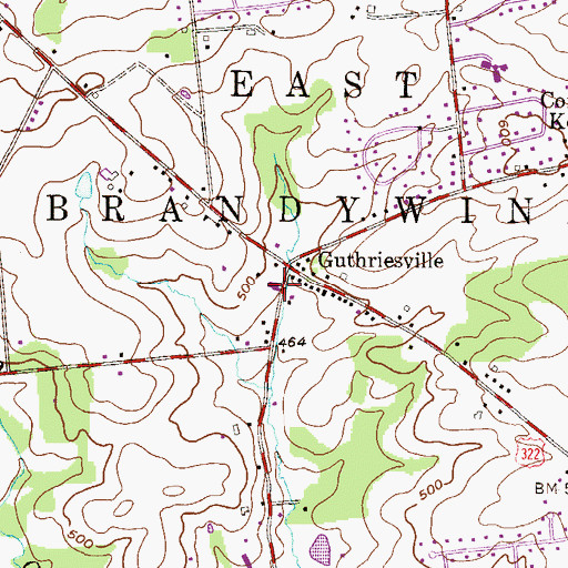 Topographic Map of East Brandywine Fire Company Station 49, PA